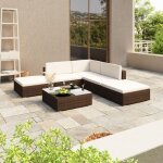 Vidaxl - salon de jardin avec coussins 6 pcs r�sine tress�e marron