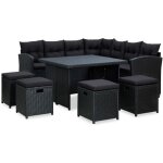 Vidaxl ? ensemble salon de jardin 6 pcs ? r�sine tress�e noire ? coussins �pais 5 cm ? canap� d'angle ...