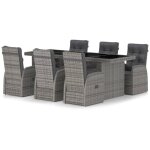Vidaxl salon de jardin 7 pcs avec coussins r�sine tress�e gris