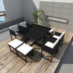 Vidaxl - salon de jardin 9 pcs avec coussins r�sine tress�e noir