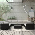 Vidaxl - salon de jardin 9 pcs avec coussins r�sine tress�e noir