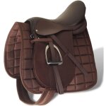 Set de selle quitation 17, 5' en cuir vritable 18 cm 5 en 1 brun vidaxl
