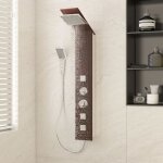 Vidaxl ? syst�me de douche en verre marron ? colonne sans robinetterie ? pommeau 20x20cm ? tuyau flexible ...