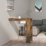 Vidaxl ? table de bar murale ch�ne fum� 102x45x103, 5cm ? bois d'ing�nierie durable ? 2 compartiments ...