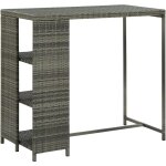 Table de bar avec rangement gris 120x60x110 cm r�sine tress�e vidaxl