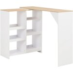 Table de bar avec bureau avec pc en bois moderne diff�rentes couleurs couleur : blanc et bois