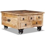 Vidaxl - table basse bois de manguier brut 70 x 70 x 40 cm