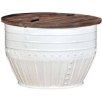 Vidaxl - table basse bois de r�cup�ration massif blanc forme de baril