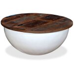 Table basse bois de r�cup�ration massif blanc forme de bol vidaxl