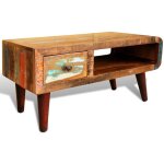 Vidaxl - table basse avec bord incurv� et 1 tiroir bois de r�cup�ration