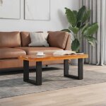 Vidaxl ? table basse rectangulaire en teck massif et r�sine ? dimensions 100x50x40 cm ? fait main avec ...