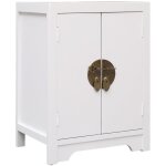 Vidaxl ? table de chevet blanc 38 x 28 x 52 cm ? bois de paulownia ? 2 portes ? style asiatique ? facile ...