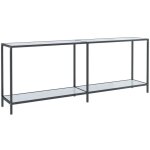Table console blanc 200x35x75, 5 cm verre tremp