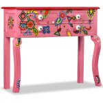 Vidaxl ? table console en bois de manguier massif peint � la main ? 4 tiroirs ? dimensions 90 x 30 x ...