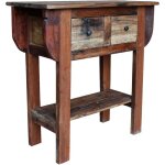 Vidaxl ? table console en bois de r�cup�ration massif 80x35x80 cm ? 2 tiroirs et 1 �tag�re ? style vintage ...