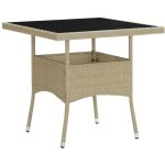 Vidaxl - table � d�ner d'ext�rieur beige r�sine tress�e et verre