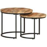 Vidaxl - tables gigognes 2 pcs bois de manguier brut