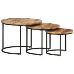 Vidaxl - tables gigognes 3 pcs bois de manguier brut Vidaxl - tables gigognes 3 pcs bois de manguier brut