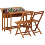 Vidaxl table � jardini�re et 2 chaises de bistro bois d'acacia massif