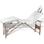 Vidaxl - table de massage pliable blanc cr�me 4 zones avec cadre en bois
