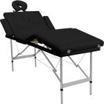 Vidaxl - table de massage pliable noir 4 zones avec cadre en aluminium