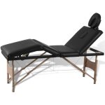 Vidaxl - table de massage pliable noir 4 zones avec cadre en bois Vidaxl - table de massage pliable noir 4 zones avec cadre en bois