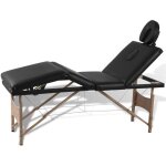 Vidaxl - table de massage pliable noir 4 zones avec cadre en bois