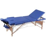 Vidaxl table pliable de massage bleu 3 zones avec cadre en bois