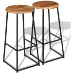 Vidaxl tabourets de bar lot de 2 bois de teck massif