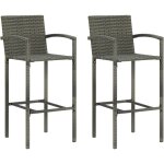 Vidaxl - tabourets de bar lot de 2 gris résine tressée Vidaxl - tabourets de bar lot de 2 gris résine tressée