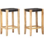 Vidaxl - tabourets de bar lot de 2 noir cuir v�ritable 75 cm