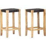 Vidaxl - tabourets de bar lot de 2 noir cuir véritable 75 cm Vidaxl - tabourets de bar lot de 2 noir cuir véritable 75 cm