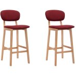 Vidaxl - tabourets de bar lot de 2 rouge bordeaux tissu
