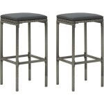 Vidaxl - tabourets de bar avec coussins lot de 2 gris rsine tresse