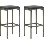Vidaxl - tabourets de bar avec coussins lot de 2 gris r�sine tress�e