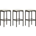 Vidaxl - tabourets de bar avec coussins lot de 3 marron r�sine tress�e