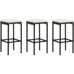 Vidaxl - tabourets de bar avec coussins lot de 3 noir r�sine tress�e