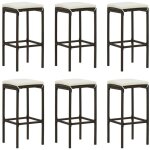 Vidaxl - tabourets de bar avec coussins lot de 6 marron r�sine tress�e