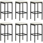 Vidaxl - tabourets de bar avec coussins lot de 6 noir r�sine tress�e