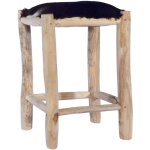Vidaxl - tabouret de bar cuir de ch�vre v�ritable et bois de teck massif