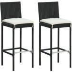 Vidaxl - tabourets de bar de jardin et coussins lot de 2 r�sine tress�e