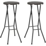 Vidaxl - tabouret de bar pliable lot de 2 pehd et acier aspect rotin