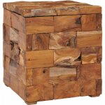 Vidaxl ? tabouret de rangement en bois de teck massif ? dimensions 40 x 40 x 45 cm ? espace de rangement ...