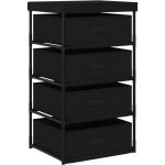 Tagère de rangement avec 4 paniers en tissu acier noir vidaxl Tagère de rangement avec 4 paniers en tissu acier noir vidaxl