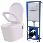 Vidaxl - toilette murale avec r�servoir cach� c�ramique blanc