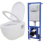 Vidaxl - toilette murale avec r�servoir de chasse cach� c�ramique blanc