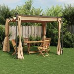 Vidaxl - tonnelle avec rideaux 3x3 m taupe acier
