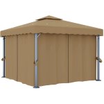 Vidaxl - tonnelle avec rideau 3x3 m taupe aluminium Vidaxl - tonnelle avec rideau 3x3 m taupe aluminium