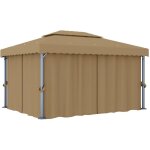 Vidaxl - tonnelle avec rideau 4x3 m taupe aluminium