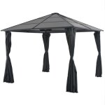 Vidaxl - tonnelle avec rideau aluminium 3x3 m noir Vidaxl - tonnelle avec rideau aluminium 3x3 m noir